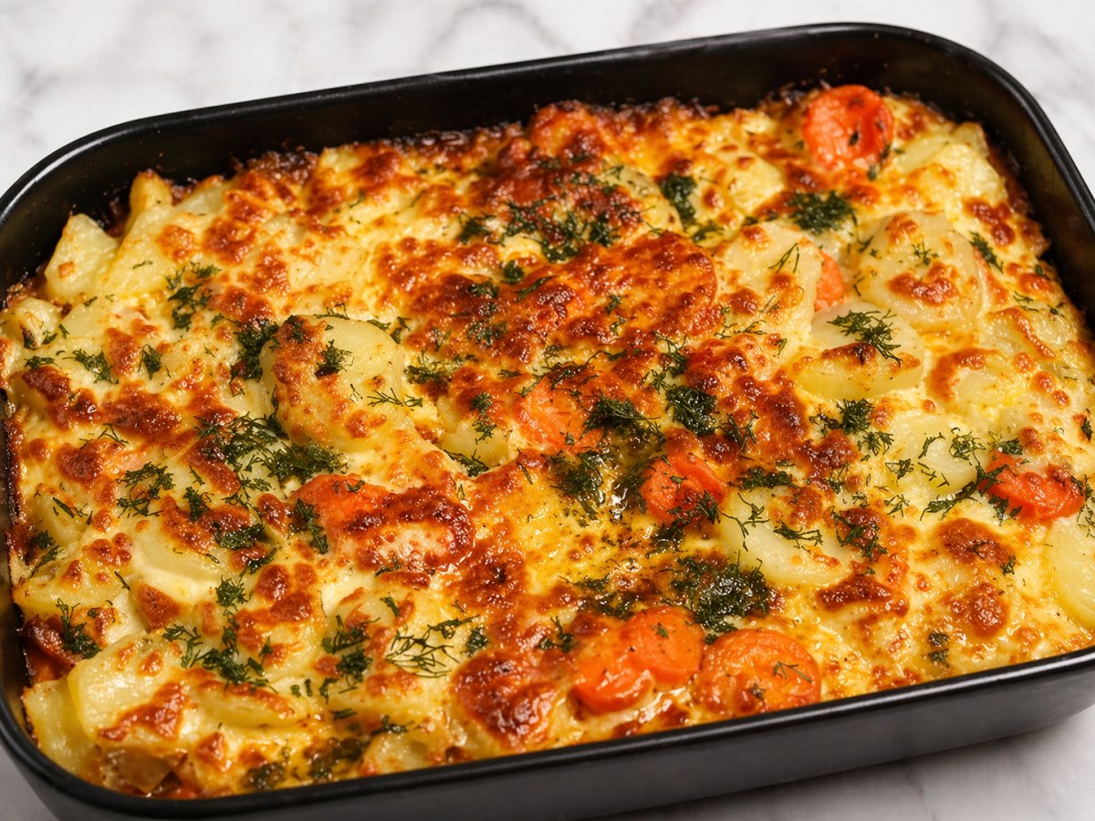 Cartofi cu sos la cuptor