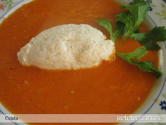 Supa Crema de Morcovi si Rosii cu Galuste de Urda (Ricotta)