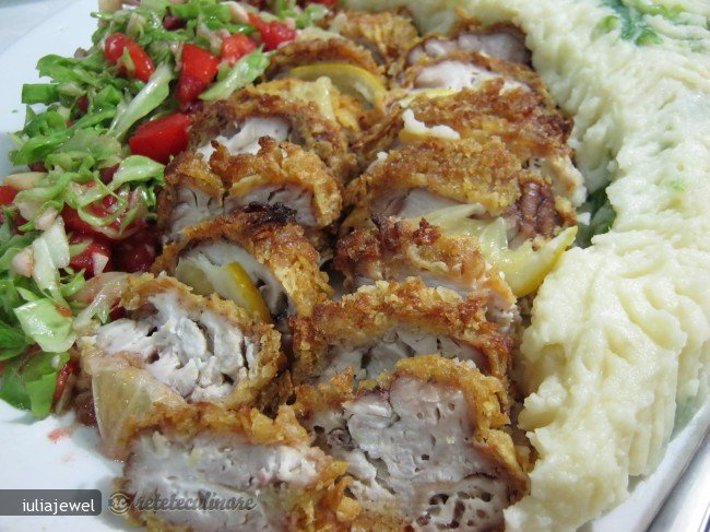 Creier Pane, Piure cu Varza si Parmezan, Salsa