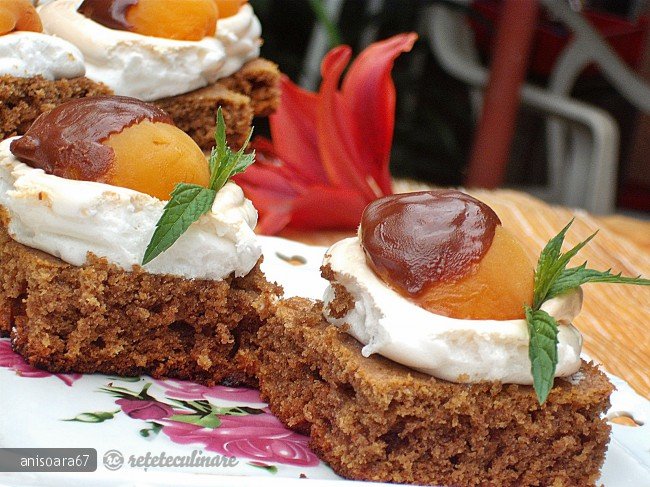 Prajitura cu Nes,bezea si Caise Trase in Ciocolata