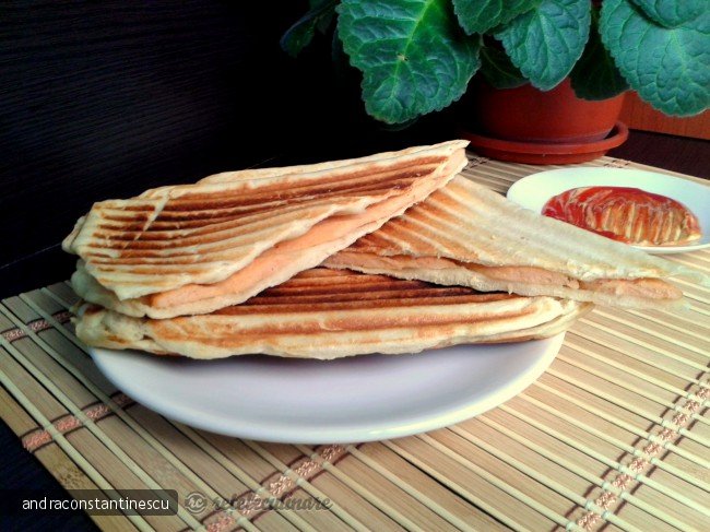 Sandvisuri cu cremwusti de pui facute la sandvismaker