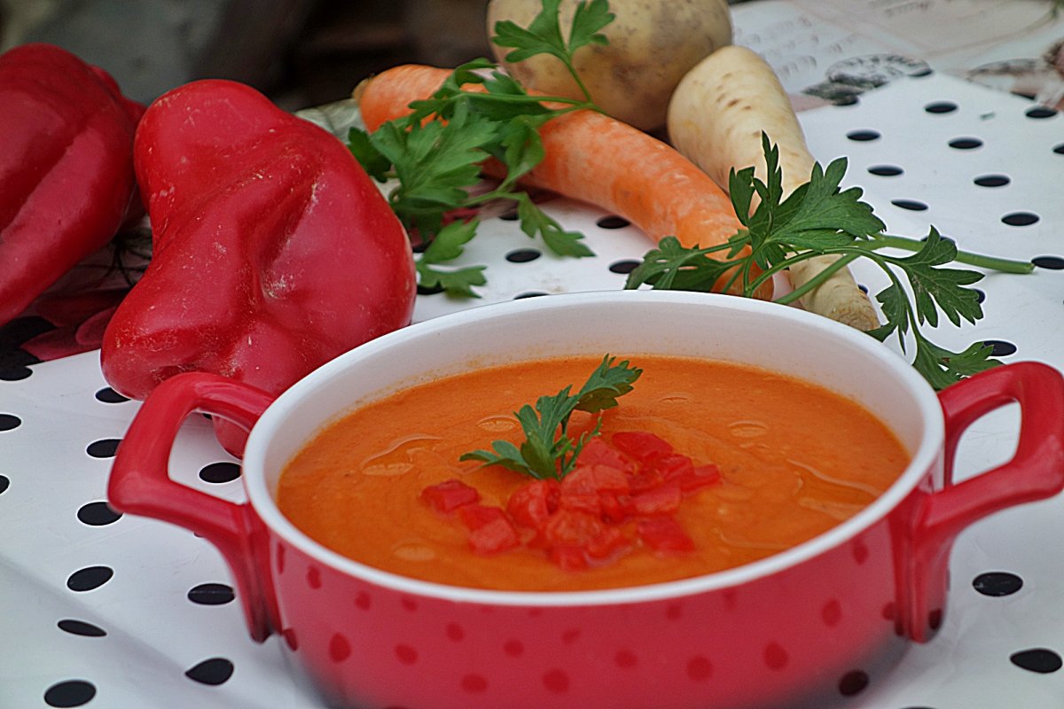 Supa crema de legume si ardei copt