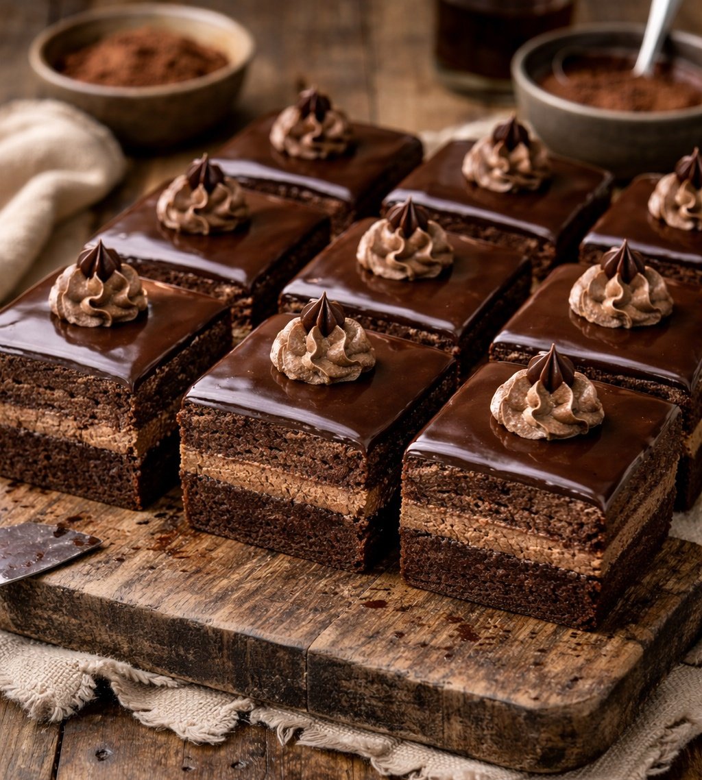 Amandină clasică în tavă - cu blat dens de cacao