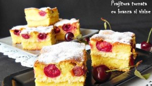 Prajitura turnata cu branza si visine