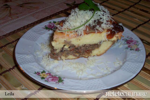 Musaca de pireu cu carne si ciuperci