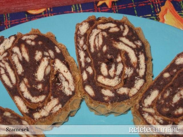 Salam de biscuiţi reţetă cu foi de napolitană