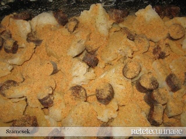 Conopida gratinata cu cartofi si carnat