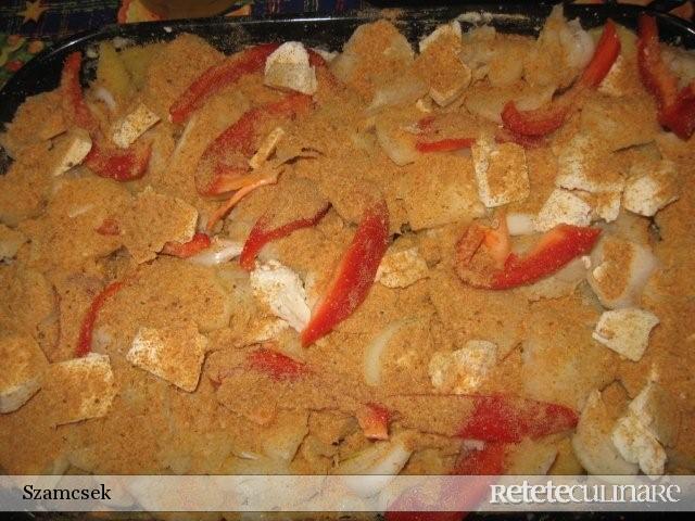 Conopida gratinata cu cartofi si carnat