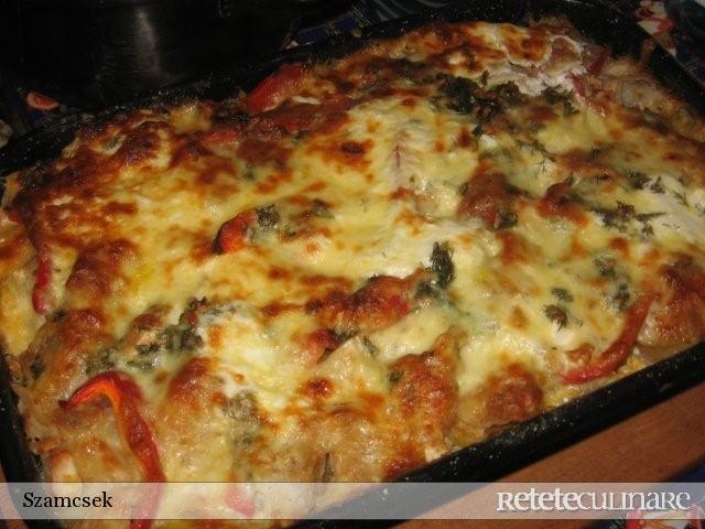 Conopida gratinata cu cartofi si carnat