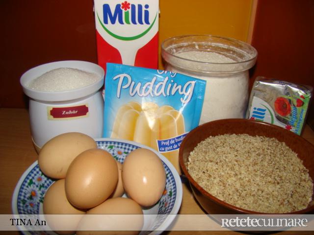 Prajitura cu nuca si crema de budinca