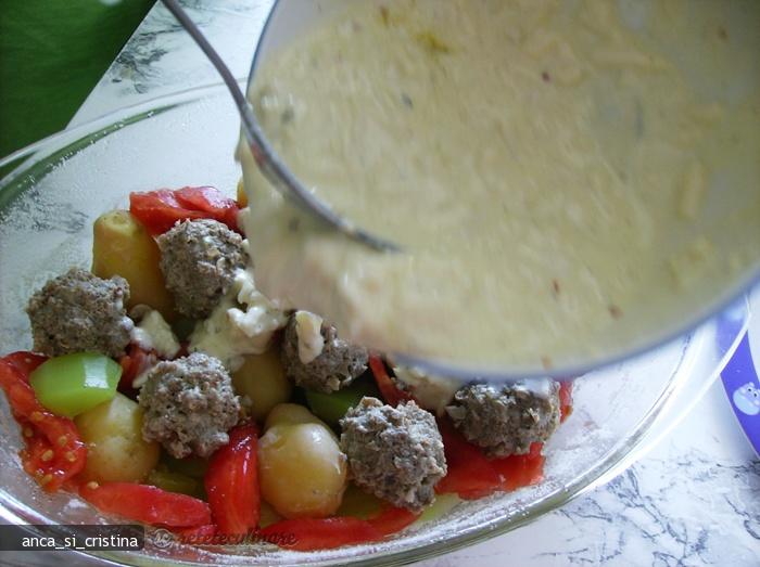 Legume Gratinate cu Perisoare