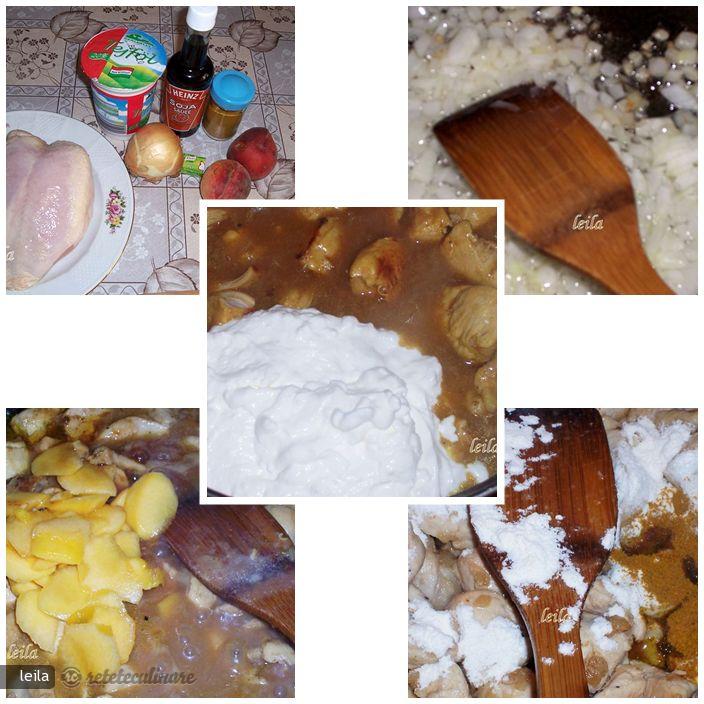 Pui cu Sos de Curry si Piersici