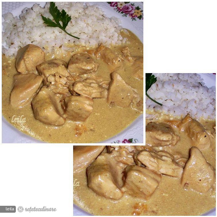 Pui cu Sos de Curry si Piersici