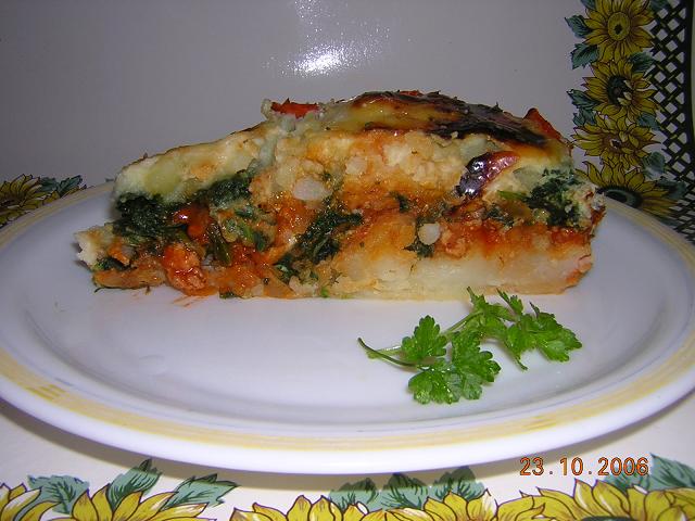 Budinca cu Spanac si Carne Tocata
