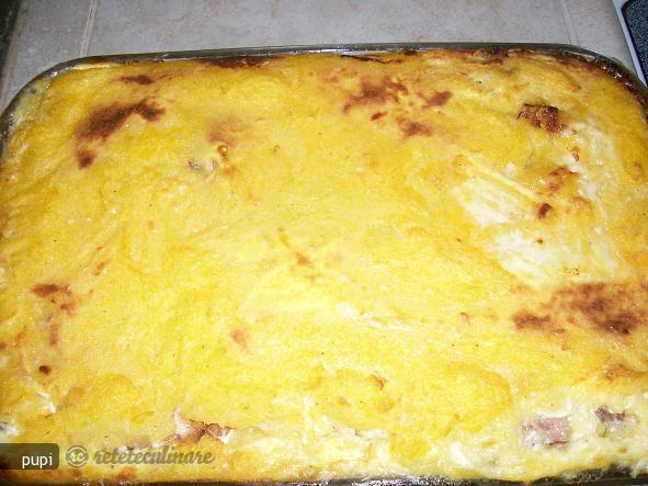 Mamaliga cu Bacon si Branza la Cuptor