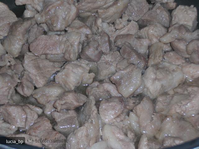 Carne de Porc Aromata, cu Mamaliga si Sos Alb