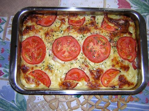 Budinca de Spaghete cu Branza si Bacon
