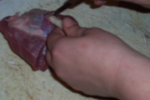 Friptura de miel impanata cu usturoi si slanina afumata