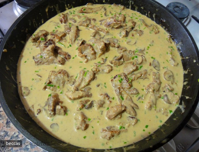 Stroganoff cu Ciuperci si Carne de Vita