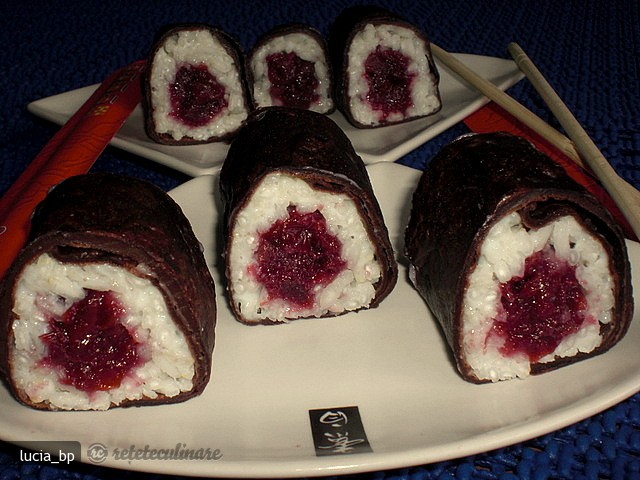 Sushi din Clatite de Ciocolata cu Visine