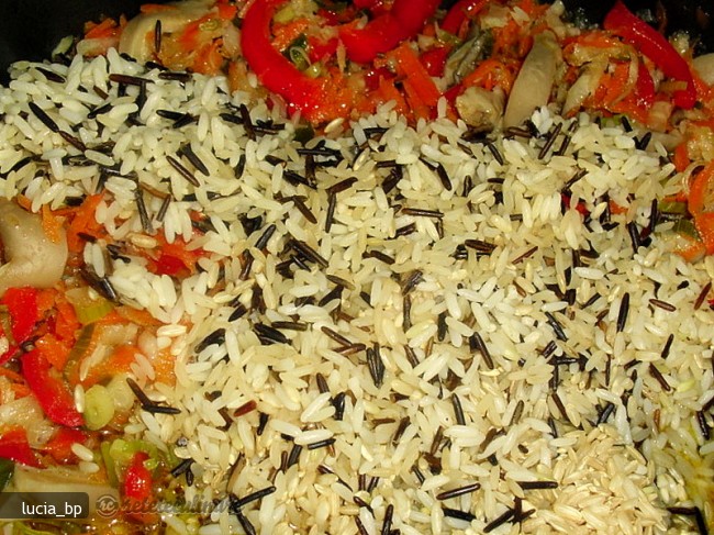 Orez Salbatic cu Telina, Morcovi si Ardei Rosii