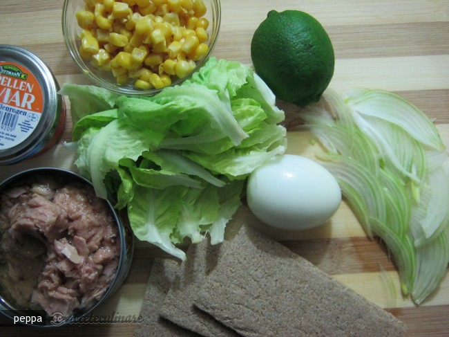 Salata de Ton pe Biscuiti de Secara Spelta