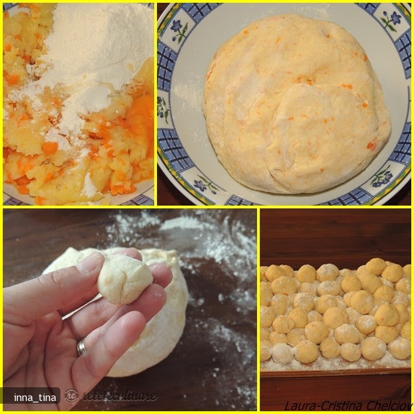 Gnocchi cu Morcovi si Cartofi (facuti in Casa) in Sos Tomat