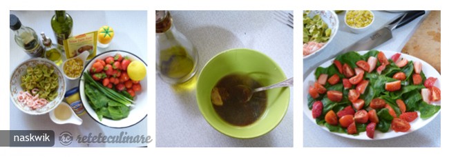 Salata Fundite Marmorate cu Creveti si Capsuni in Sos Curry