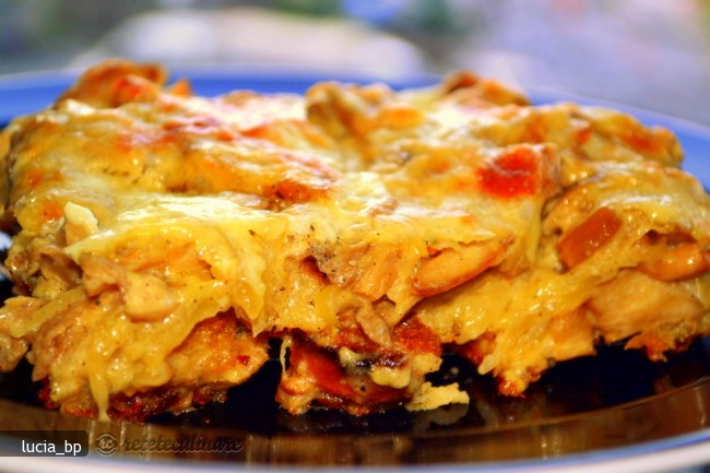Ciuperci Gratinate cu Crutoane de Paine si Cascaval