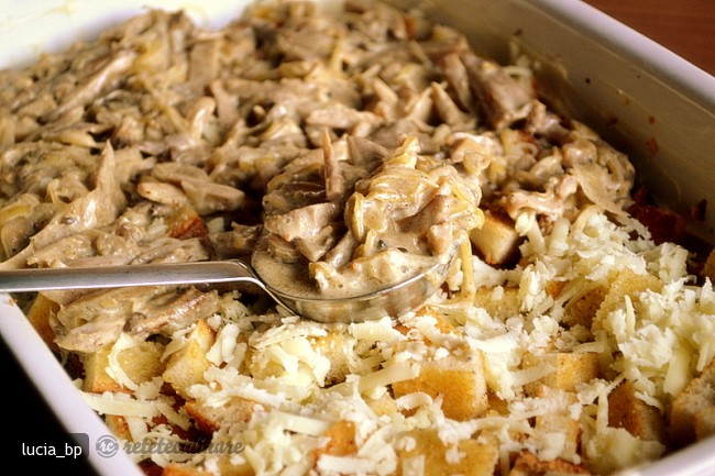 Ciuperci Gratinate cu Crutoane de Paine si Cascaval