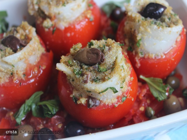 Rosii Umplute cu Fileuri de Peste si Pesmet Aromatizat