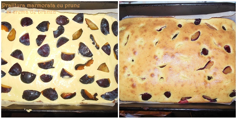 Prajitura marmorata cu prune si crema de branza