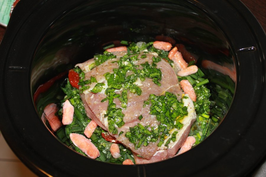 Pulpa de porc, in sos de ceapa si leurda