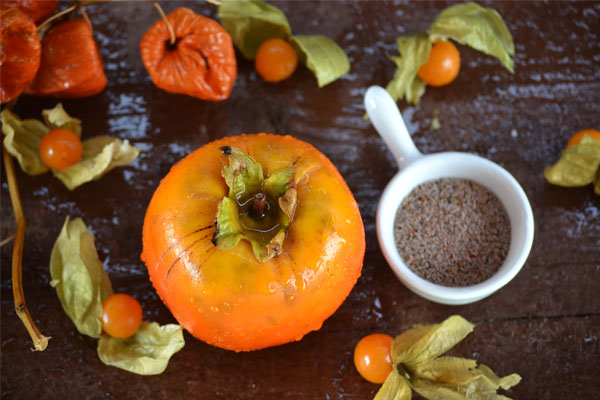 Smoothie cu kaki, physalis si seminte de psyllium