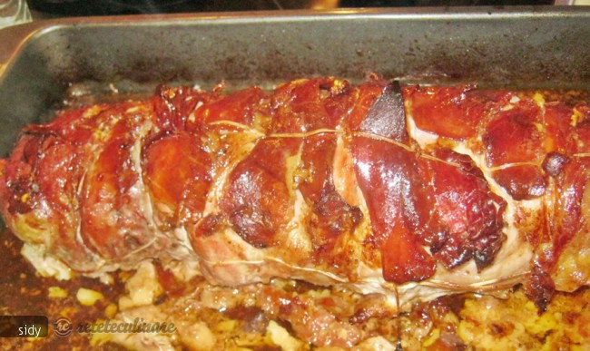 Friptura de porc umpluta cu ficatei ,cu garnitura de varza dulce si cartofi