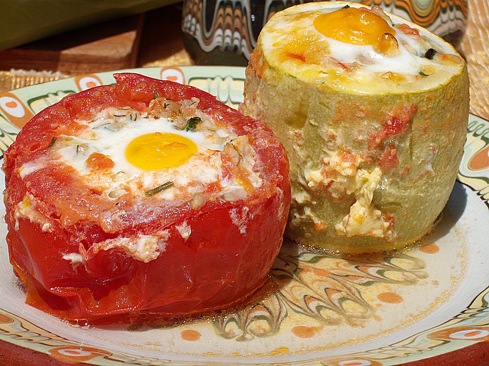 Dovlecei si rosii umplute,la cuptor