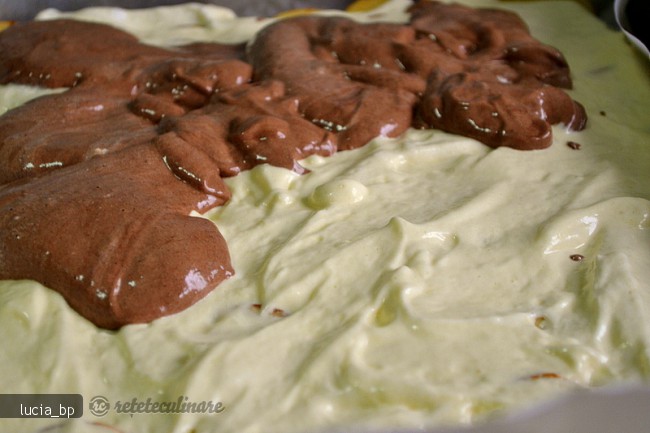 Prajitura cu Mere si doua Creme, Vanilie si Ciocolata