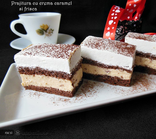 Prajitura cu crema caramel si frisca