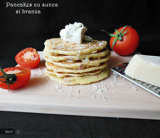 Pancakes cu sunca si branza