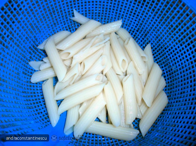 Penne cu piept de pui in sos de rosii cu usturoi
