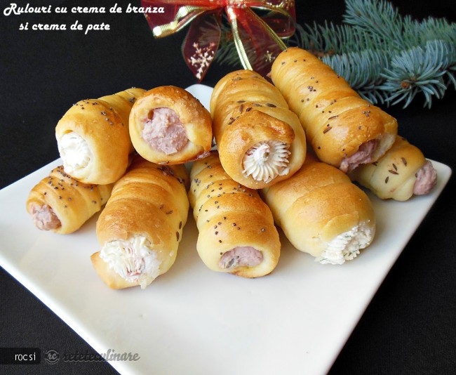 Rulouri cu crema de branza si crema de pate