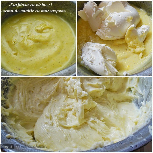 Prajitura cu visine si crema de vanilie cu mascarpone