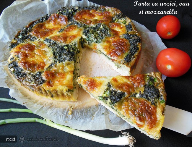 Tarta cu urzici, oua si mozzarella