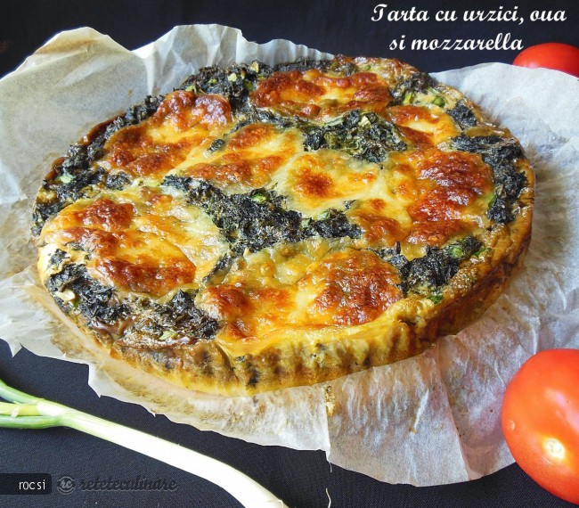 Tarta cu urzici, oua si mozzarella