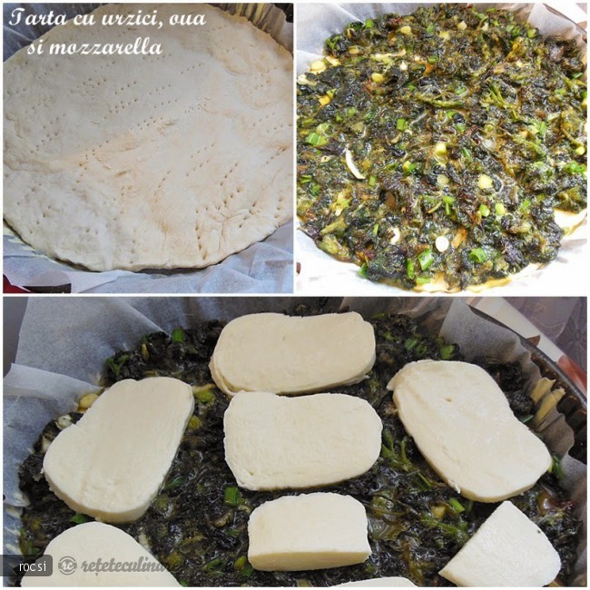 Tarta cu urzici, oua si mozzarella