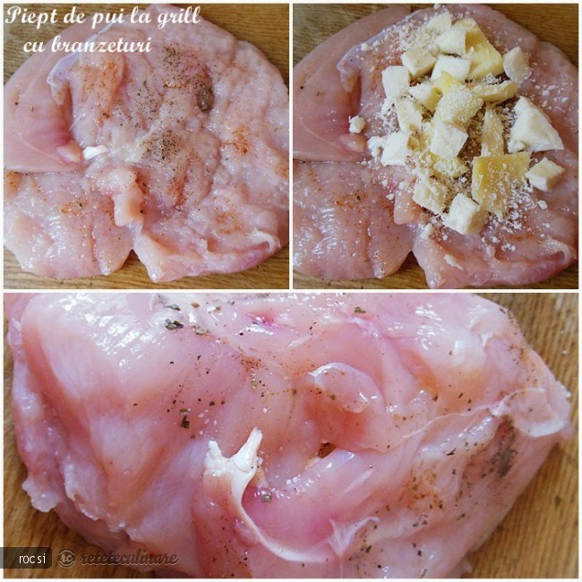Piept de pui la grill cu branzeturi