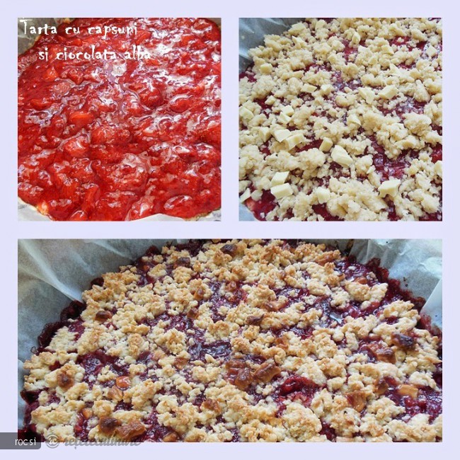 Tarta cu capsuni si ciocolata alba