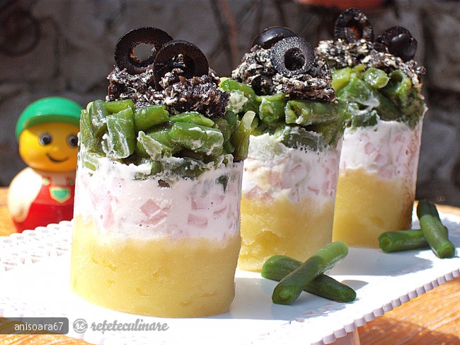 Timbale de fasole si spuma de sunca