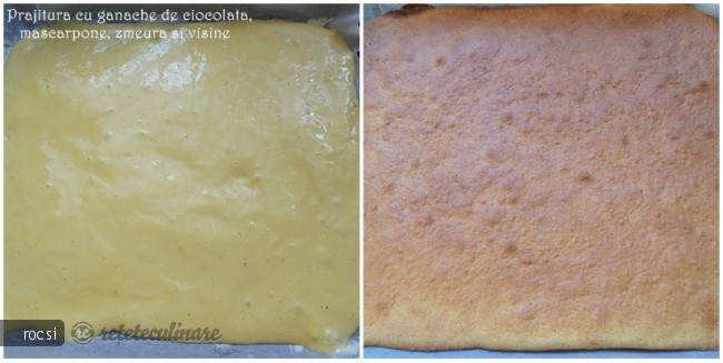 Prajitura cu ganache de ciocolata, mascarpone, zmeura si visine