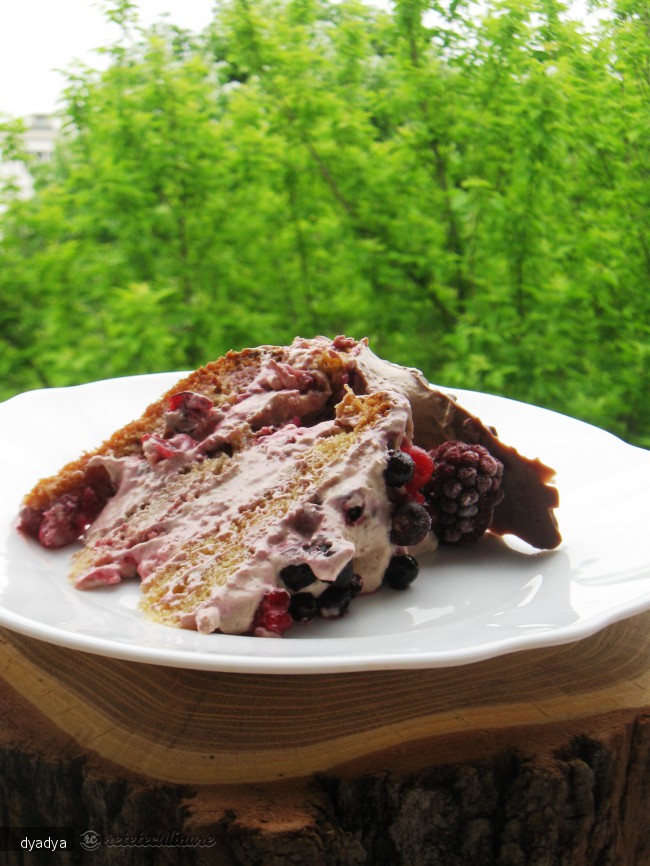 Tort cu Fructe de Padure si Crema de Ciocolata